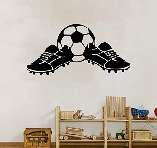 Etiqueta De La Pared Pvc Silueta Deporte Dibujos Animados Botas De Fútbol Decoración Para Niño Niño Hogar Sala De Estar Gimnasio Dormitorio Calcomanía 34X69 Cm