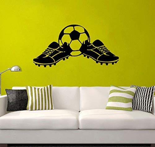 Etiqueta De La Pared Pvc Silueta Deporte Dibujos Animados Botas De Fútbol Decoración Para Niño Niño Hogar Sala De Estar Gimnasio Dormitorio Calcomanía 34X69 Cm