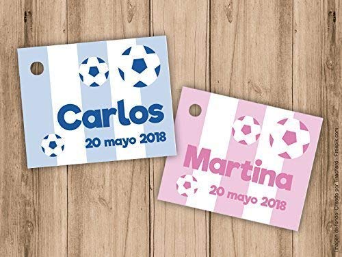 Etiqueta para detalle de Bautizo o Primera Comunión. Pack 25 udes. Futbol.