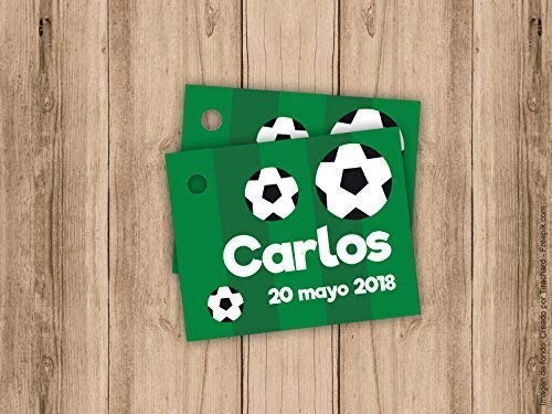 Etiqueta para detalle de Bautizo o Primera Comunión. Pack 25 udes. Fútbol