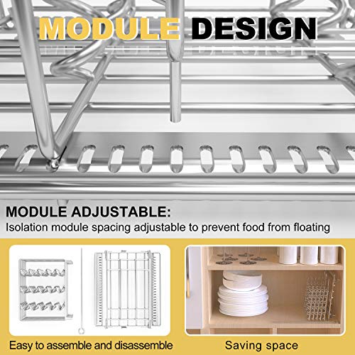 ETRONIK Sous Vide Rack,Estructura Plegable Ajustable Acero Inoxidable,EasStore Divisor Espiral Anti-Flotante Módulo Estructura,EasClean 7.5×7.5×6.5 Pulgadas (0.7 kg) Traje para Contenedores Sous Vide