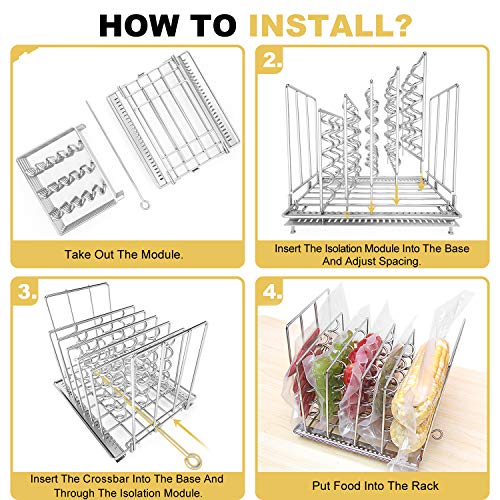 ETRONIK Sous Vide Rack,Estructura Plegable Ajustable Acero Inoxidable,EasStore Divisor Espiral Anti-Flotante Módulo Estructura,EasClean 7.5×7.5×6.5 Pulgadas (0.7 kg) Traje para Contenedores Sous Vide