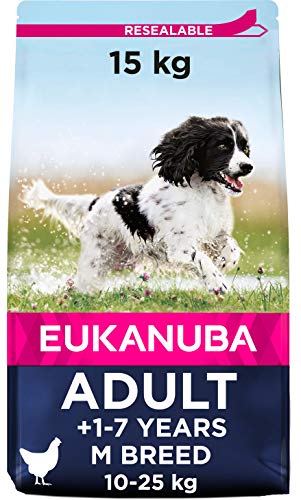 Eukanuba Alimento seco para perros adultos de razas medianas con pollo 15 kg