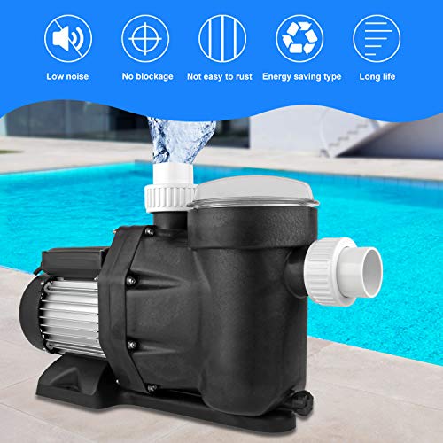 everfarel Bomba de Filtro con tamiz de prefiltro y Bomba de Piscina de tamiz 33600 l/h 2.0PS 1500 W Bomba de Piscina IP 54 Bomba de circulación