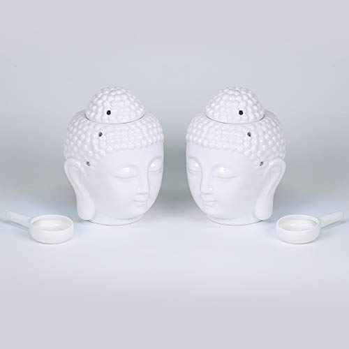 EVERGD - Juego de 2 estatuas de buda, quemador de aceites esenciales para aromaterapia, aromaterapia, ideal para yoga, spa, pilates, meditación, sala de meditación, regalo para decoración del hogar