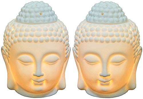 EVERGD - Juego de 2 estatuas de buda, quemador de aceites esenciales para aromaterapia, aromaterapia, ideal para yoga, spa, pilates, meditación, sala de meditación, regalo para decoración del hogar