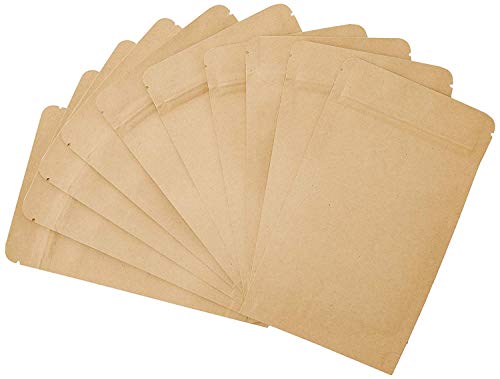 Evergreen Goods - Bolsas de papel reciclables con forro de aluminio y cierre de cremallera, reutilizables, reutilizables, color marrón 110mm x 185mm x 45mm Fuerza.