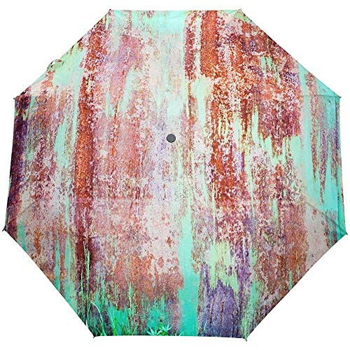 EW-OL Paraguas de Metal Oxidado Industrial Vintage Lluvia a Prueba de Viento Automático Abrir Cerrar Plegable Viaje Sombrillas Anti-UV