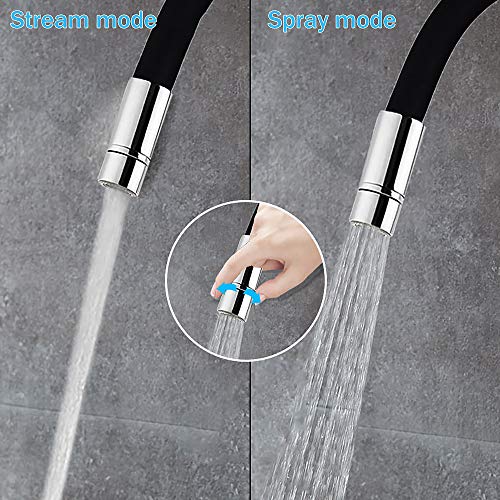 EXLECO Grifo de Cocina Fregadero Negro. Giratorio de 360° Adjustable Agua Caliente y Fría Flexible Grifo Cromo Grifo monomando para Fregaderos de Cocina(Chorro de Agua Doble)