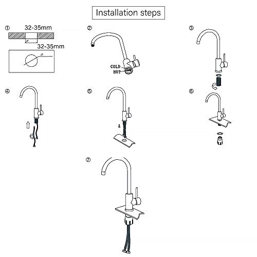 EXLECO Grifo de Cocina Fregadero Negro. Giratorio de 360° Adjustable Agua Caliente y Fría Flexible Grifo Cromo Grifo monomando para Fregaderos de Cocina(Chorro de Agua Doble)