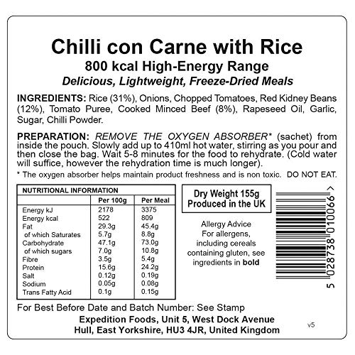 Expedition Foods High Energy Serving Chilli con Carne with Rice - Orange by