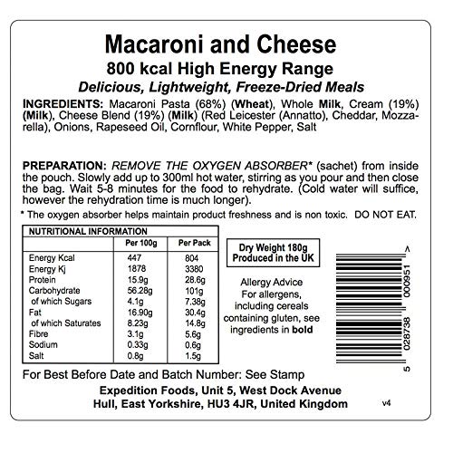 Expedition Foods High Energy Serving Macaroni and Cheese - Orange by