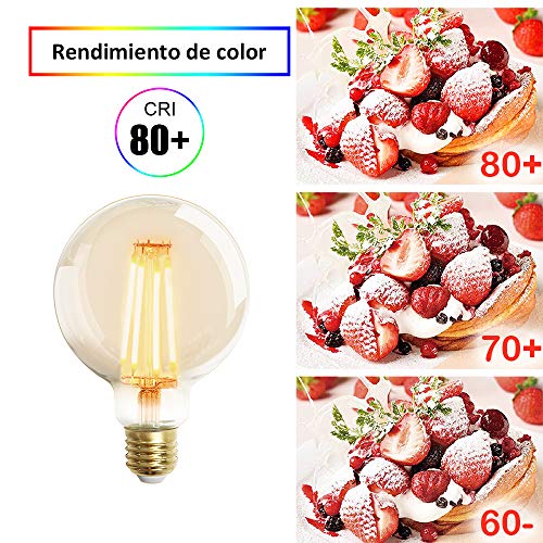 Extrastar Bombilla Edison Vintage 4W LED Retro Decorativa Bombillas Lamparas Blanco Cálido 2200K 400LM G95 E27 Antigua Lámpara Bulbo Filamento No regulable - 2 unidades …