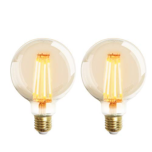 Extrastar Bombilla Edison Vintage 4W LED Retro Decorativa Bombillas Lamparas Blanco Cálido 2200K 400LM G95 E27 Antigua Lámpara Bulbo Filamento No regulable - 2 unidades …