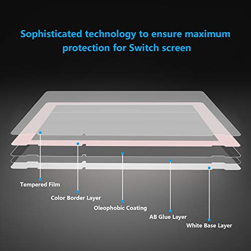 eXtremeRate 2 Protectores de Pantalla para Nintendo Switch Protector de Pantalla de Vidrio Templado Transparente HD con Borde Colores Anti-arañazos, Anti-Huella, Inastillable, Sin Burbujas(Sakura)