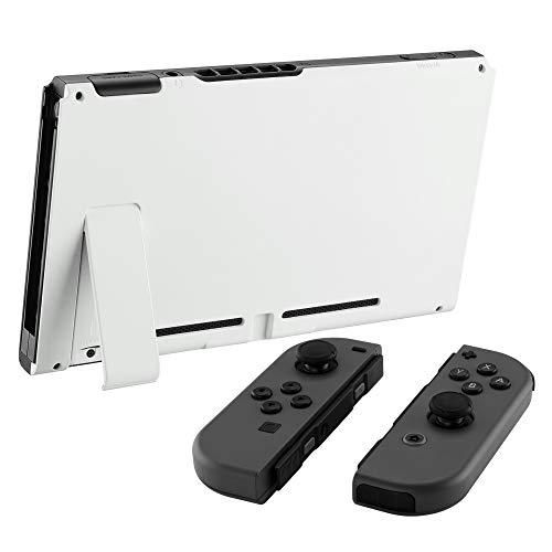eXtremeRate Carcasa para Nintendo Switch,Funda trasera de la consola de NS Shell de bricolaje Cubierta de reemplazo con soporte para Nintendo Switch(Blanco esmerilado)No incluye la Carcasa de Joy-Con
