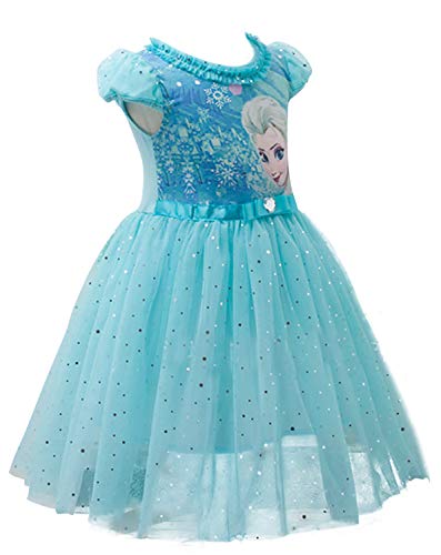 Eyekepper Vestido de Tutú con Dibujo de Princesa Elsa para Niña (100cm, Azul)