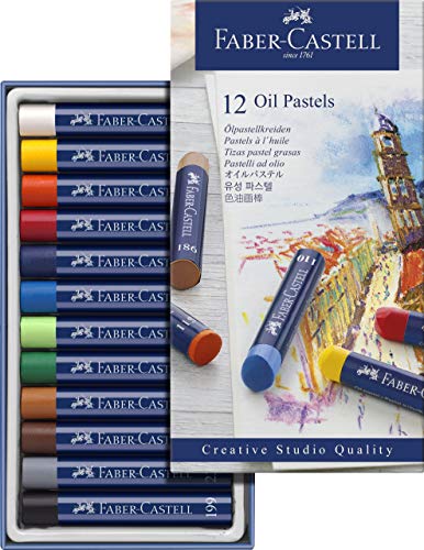 Faber-Castell 127012 - Estuche de cartón con 12 pasteles de aceite, multicolor