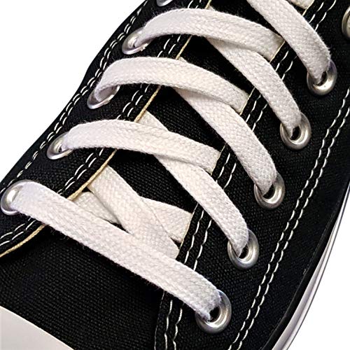 Fabmania Cordones de algodón para Adidas Vans Nike, Converse - 8 mm de ancho - Blanco - 110 cm - Hecho en Inglaterra