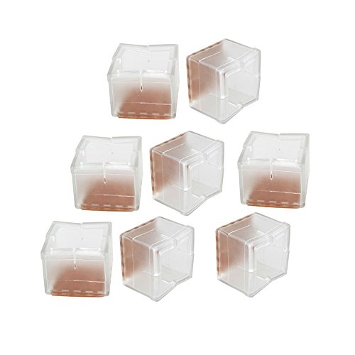 FABSELLER - Tapas para patas de mesa cuadradas transparentes, almohadillas de goma para patas de mesa, protectores de suelos de madera y silicona, fundas para patas de muebles (8Pcs)