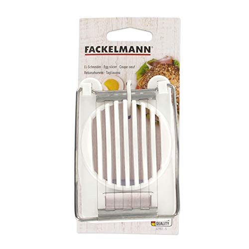 Fackelmann Corta Huevos Cocidos o Duros con alambres cortantes de acero inoxidable y estructura en polipropileno blanco Cortahuevos 11x8 cm. 41901, 11 x 8 cm