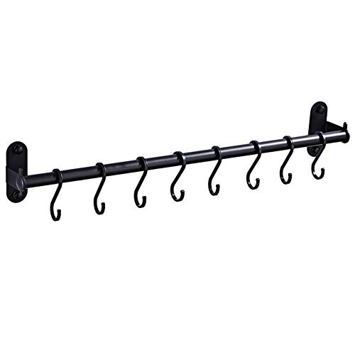 Faderr - Soporte de Pared para ollas, Cocina, Aluminio, Industrial, para Colgar sartenes, Utensilios de Cocina, Organizador de Ganchos, Show, 8 Hooks