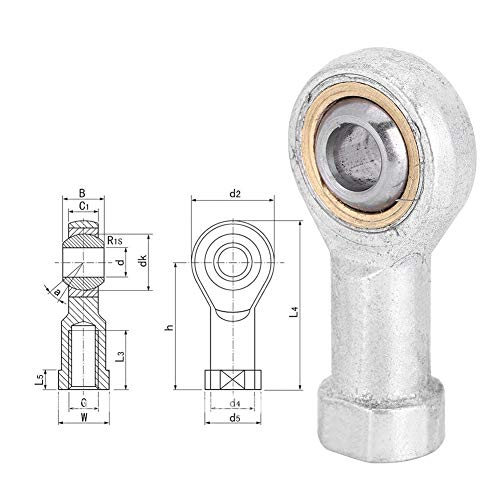 Fafeicy Rodamiento articulado 2pcs SI8T/K Rosca Hembra Extremos de Varilla Rodamiento Conjunto para maquinaria de construcción de instrumentación