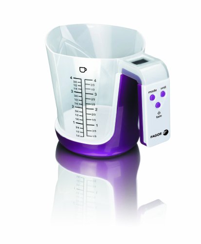 Fagor BC-500 JUG Balanza con Bol Medidor Extraíble, 0 Decibelios, Blanco/Violeta