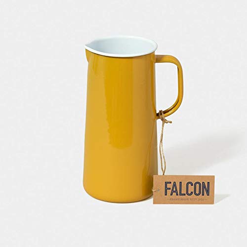 Falcon - Jarra esmaltada esmaltada, color amarillo mostaza