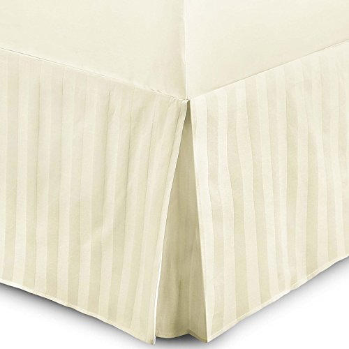 Faldones de cama de calidad hotelera, satinados, T230, 100% algodón egipcio, volantes de todos los tamaños, algodón egípcio, crema, matrimonio grande