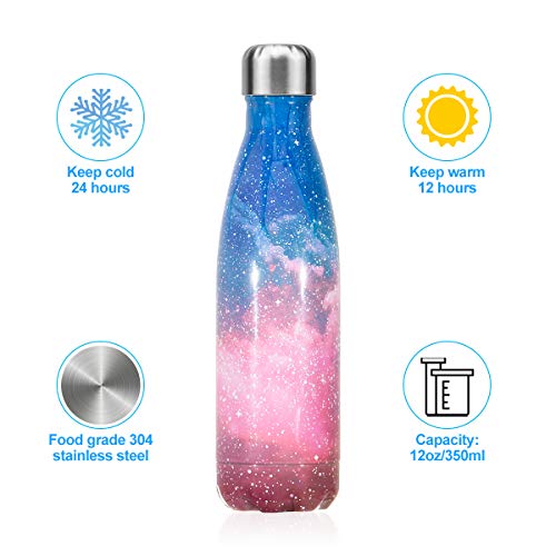 Fancytimes 350/500/750ml Botella de Agua Acero Inoxidable, Aislamiento de Vacío de Doble Pared, Estanqueidad, sin Fugas, Reutilizable para - para Correr, Gimnasio, Yoga, Ciclismo