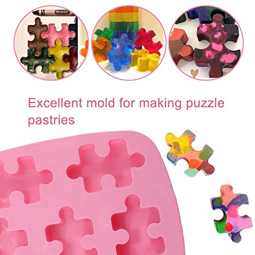 FANDE Molde de Rompecabezas, 2 Piezas Molde de Silicona para Cubitos de Hielo, Puzzle Piece Mold, Forma de Rompecabezas Cubo de Hielo, Molde de Pastel de Chocolate, Molde Tridimensional