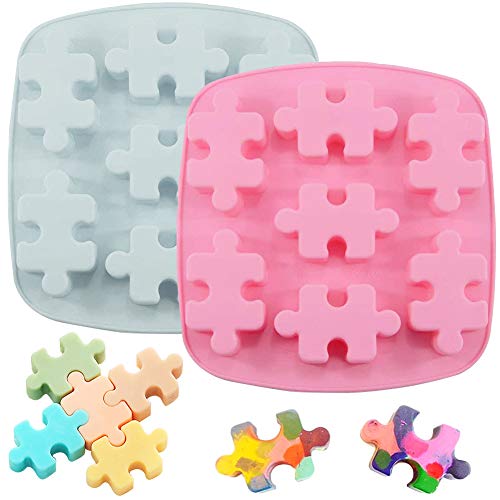 FANDE Molde de Rompecabezas, 2 Piezas Molde de Silicona para Cubitos de Hielo, Puzzle Piece Mold, Forma de Rompecabezas Cubo de Hielo, Molde de Pastel de Chocolate, Molde Tridimensional