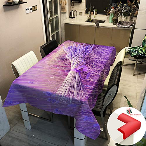 Fansu Manteles Antimanchas Teflon, Estilo Rectangular de Comedor Cocina Jardín y Bar Impermeable Lavable Decoración del Hogar (140x180cm,Lavanda)