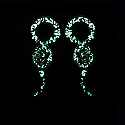 Fanvone Túnel de Carne 1 par de Tapones for los oídos de Vidrio, Fluorescencia, medidores espirales Verdes, Conjunto de Joyas Piercing Tapones para los oídos Túneles (tamaño : 6mm)