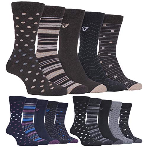 Farah - 5 Pares Hombre Colores Algodon Vestir Calcetines con Lunares (39/45, CS192BLKCHA (Polka Dot))