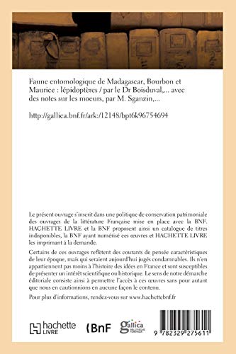 Faune entomologique de Madagascar, Bourbon et Maurice, lépidoptères (Sciences)