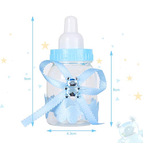 Favor de la ducha del bebé Mini caja de regalo de la botella del caramelo para la fiesta de cumpleaños del bautizo del bautizo del niño recién nacido de la muchacha del muchacho (12pcs azul)