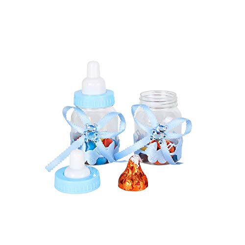 Favor de la ducha del bebé Mini caja de regalo de la botella del caramelo para la fiesta de cumpleaños del bautizo del bautizo del niño recién nacido de la muchacha del muchacho (12pcs azul)