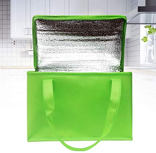 Fayeille Aislado Bolsa con con Cremallera Top, Gran Capacidad Reutilizable Comestibles Bolso para Frozen Alimentos, Comida Entrega y Catering - Verde, 25 * 40 * 40cm