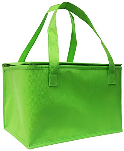 Fayeille Aislado Bolsa con con Cremallera Top, Gran Capacidad Reutilizable Comestibles Bolso para Frozen Alimentos, Comida Entrega y Catering - Verde, 25 * 40 * 40cm