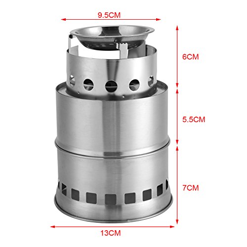 Fdit estufa de leña al aire libre de acero inoxidable barbacoa portátil estufa desmontable mini estufa para picnic camping