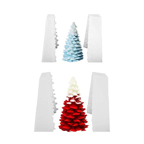 FEE-ZC 3D Molde de Silicona para árbol de Navidad Molde para Velas Jabón Arcilla Yeso Hacer Molde Molde para Pasteles DIY