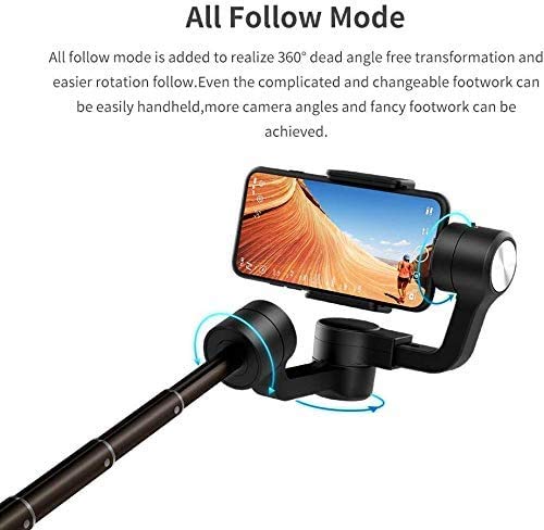 FeiyuTech Vimble 2S Handheld Gimbal Stabilizer para Smartphone iPhone 11/11prox/11 pro max/8/7 huawei samsong con Barra de extensión de 18 cm