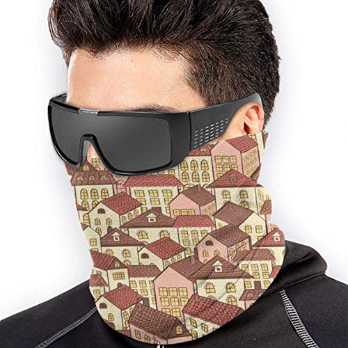 Felsiago Town Houses Pattern Fleece Neck Warmer-Reversible Neck Polaina Tube, Versatility Ear Warmer Headband para hombres y mujeres