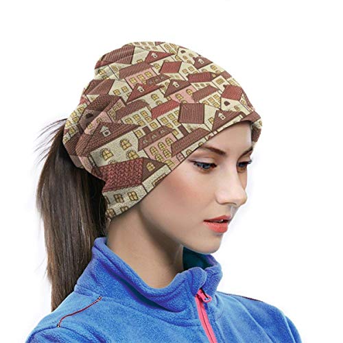 Felsiago Town Houses Pattern Fleece Neck Warmer-Reversible Neck Polaina Tube, Versatility Ear Warmer Headband para hombres y mujeres