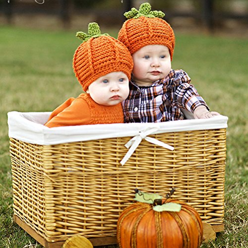 FENICAL Gorro de tejer hecho a mano de calabaza Sombrero de los niños Sombrero de otoño invierno para regalos de acción de gracias de Halloween (naranja)