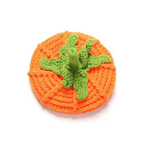 FENICAL Gorro de tejer hecho a mano de calabaza Sombrero de los niños Sombrero de otoño invierno para regalos de acción de gracias de Halloween (naranja)