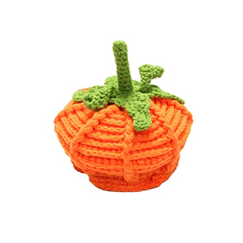 FENICAL Gorro de tejer hecho a mano de calabaza Sombrero de los niños Sombrero de otoño invierno para regalos de acción de gracias de Halloween (naranja)