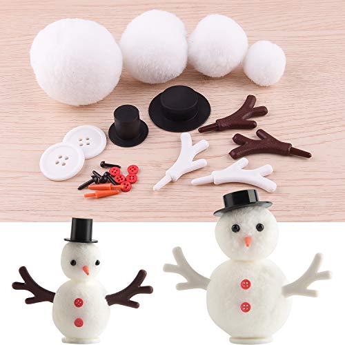 FEPITO 132Pcs Kits de fabricación de muñecos de Nieve de Navidad DIY Incluye Mini Sombreros, Nariz de muñeco de Nieve, alas de plástico para Manualidades de Adornos de Bricolaje Decoración de Navidad